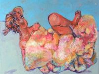 ' Woman in blanket '    2006  oil & tempera on canvas 135 x  165 cm