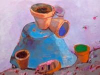 ' Blue pot on a hill '   2006 oil & tempera on canvas 140 x 160 cm