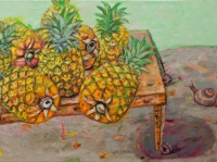 ' Pineapples '   2009 oil & tempera on canvas 205 x 95 cm