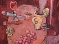 ' Red table '   2005 oil & tempera on canvas 135 x 160 cm