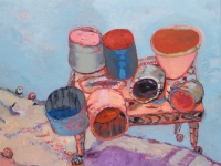 ' Pots on a hill II '   2006 oil & tempera on canvas 140 x 160 cm